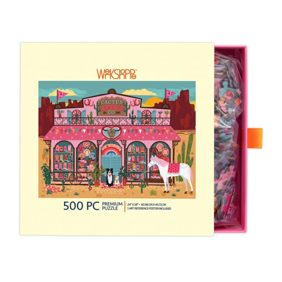 Werkshoppe Puzzles - Cactus Cowgirl Co 500 Piece Puzzle - The Puzzle Nerds 