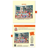 Werkshoppe 1000 piece puzzle packaging with colorful illustration and text.