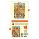 Werkshoppe 500 piece puzzle packaging with sunflower design on a white background