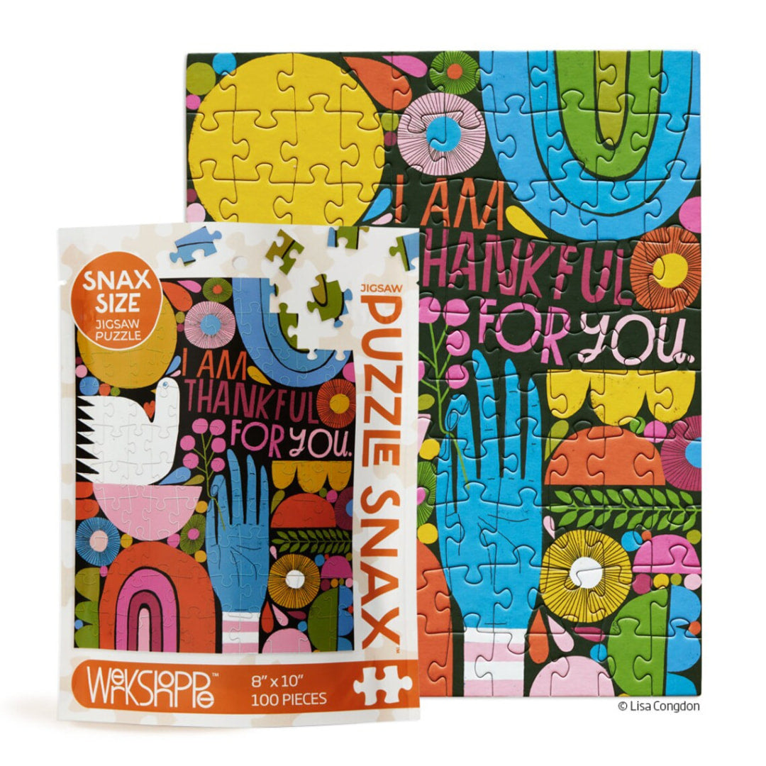 Werkshoppe Puzzles - Thankful For You 100 Piece Puzzle - The Puzzle Nerds  