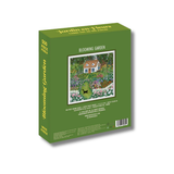 Jigsaw puzzle box with 'Blooming Garden' design on a white background