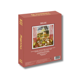 Jigsaw puzzle box with artwork and branding on a white background