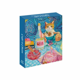 Cat-themed puzzle box with a colorful design on a white background