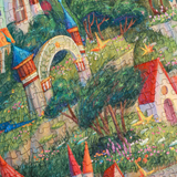 Colorful puzzle with a fairy tale castle and trees