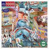 Jigsaw puzzle box with a colorful illustration of a Venetian canal scene.