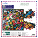 Jigsaw puzzle packaging with colorful floral and butterfly design, featuring eeflo branding.