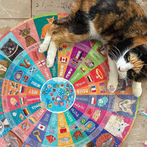 eeBoo - Cats Of The World 500 Piece Round Puzzle - The Puzzle Nerds 