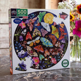 eeBoo - Moths 500 Piece Round Puzzle - The Puzzle Nerds 