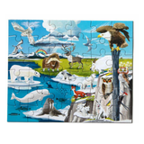 Jigsaw puzzle with Arctic animals on a blue background