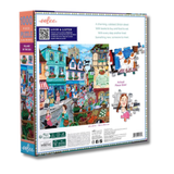 Puzzle box with a colorful village scene on the cover