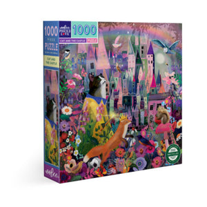 eeBoo Puzzles -  Cat And The Castle 1000 Piece Puzzle - The Puzzle Nerds 