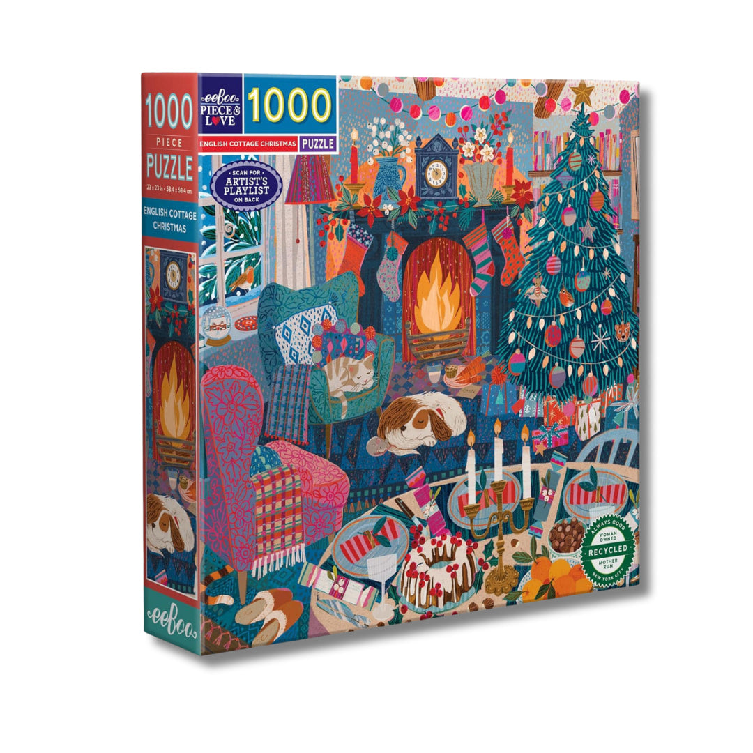 eeBoo Puzzles - English Cottage Christmas 1000 Piece Puzzle - The Puzzle Nerds  