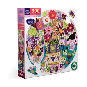 eeBoo Puzzles - Fruits & Flowers Still Life 500 Piece Round Puzzle - The Puzzle Nerds  