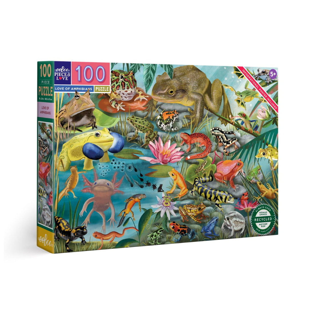 eeBoo Puzzles - Love Of Amphibians 100 Piece Puzzle -The Puzzle Nerds