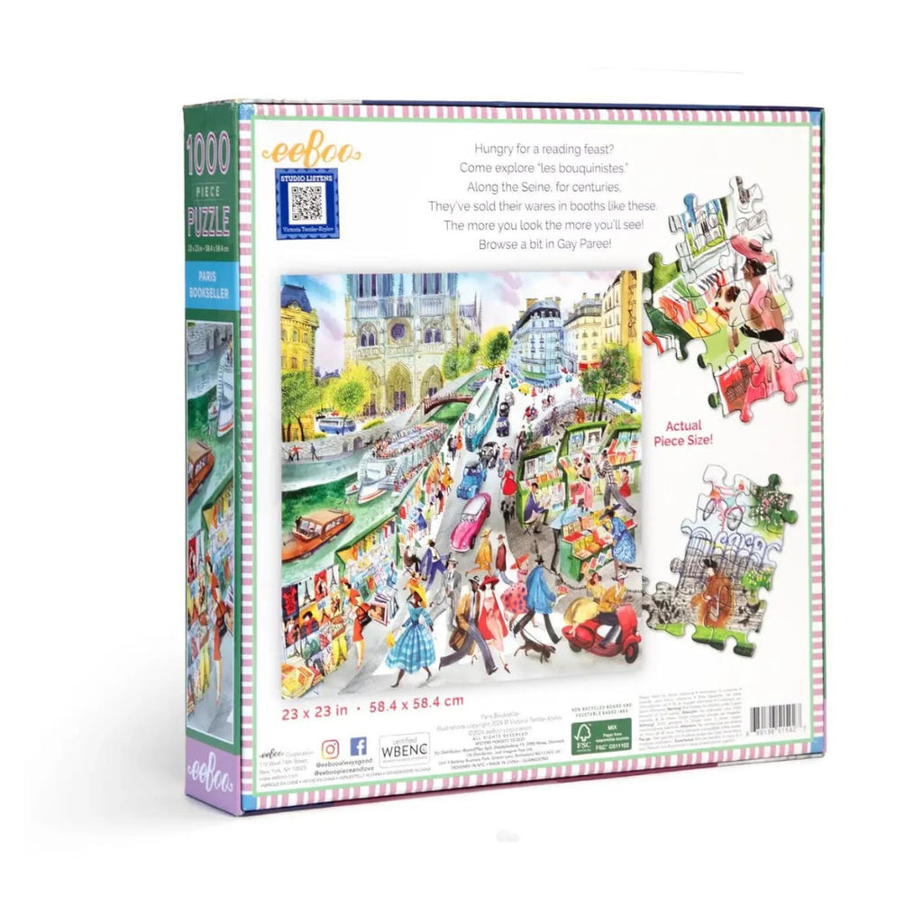 eeBoo Puzzles -  Paris Bookseller 1000 Piece Puzzle - The Puzzle Nerds 