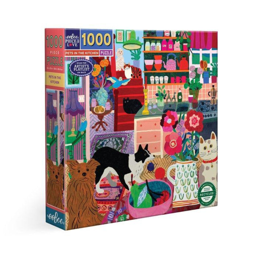 eeBoo Puzzles - Pets In The Kitchen 1000 Piece Puzzle - The Puzzle Nerds 