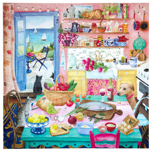 eeBoo Puzzles -  Pink Kitchen 1000 Piece Puzzle - The Puzzle Nerds 