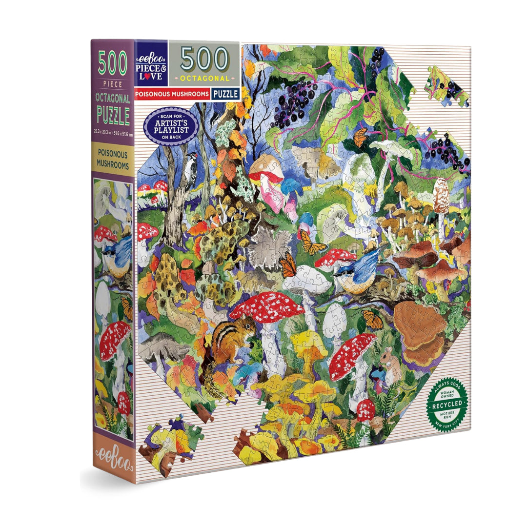 eeBoo Puzzles - Poisonous Mushrooms 500 Piece Octagon Puzzle - The Puzzle Nerds  