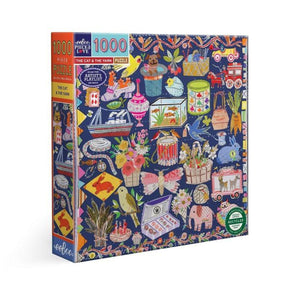 eeBoo Puzzles - The Cat & The Yarn 1000 Piece Puzzle - The Puzzle Nerds 