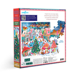 Eeboo Christmas village puzzle box with festive scene on a white background