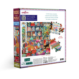 Puzzle box with colorful illustration of a room and 'eeBoo' branding on a white background