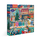 Puzzle box with a festive coastal scene design on a white background