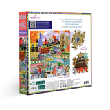 Puzzle box with colorful illustrations on a white background