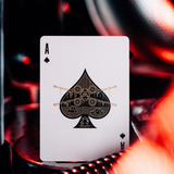 Playing card with Ace of Spades design on a dark background