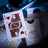 Queen of Hearts playing card on a blurred background resembling Princess  Leia