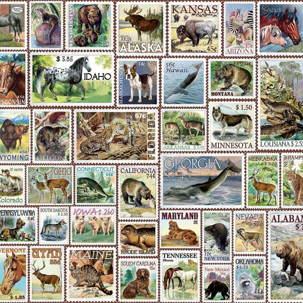 Eurographics - Animals Of North America Vintage Stamps 500 Piece Puzzle - The Puzzle Nerds