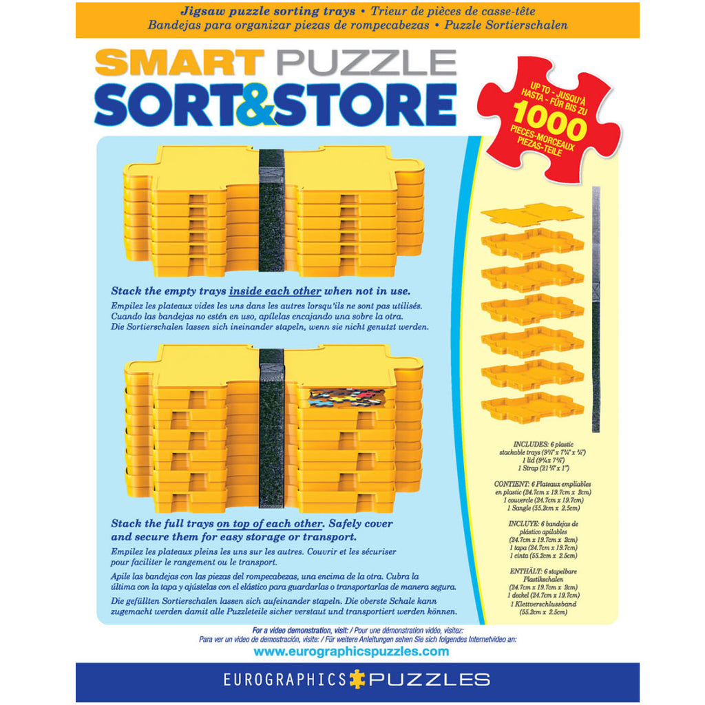 Puzzle Sort & Go! 6 Stackable Sorting Trays! For Puzzles up to 1000 Pieces