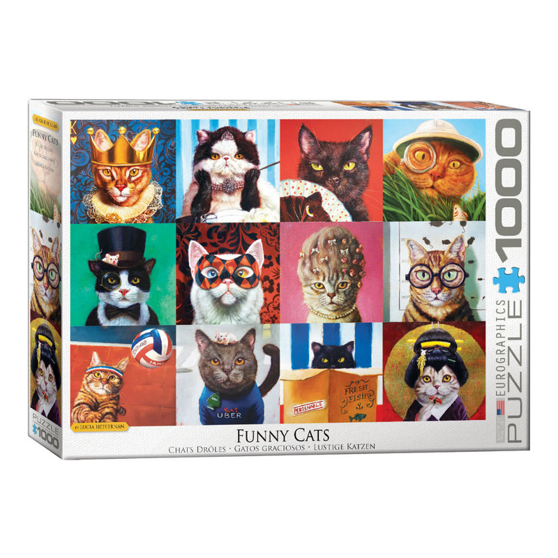 1000-Piece Cat Jigsaw Puzzle For Adults - Funny US Landmarks With Kittens, Nature Collage