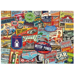 Eurographics - Vintage Garage Stickers 1000 Piece Puzzle - The Puzzle Nerds 