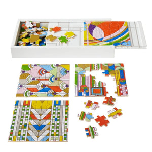 Frank Lloyd Wright Wood Puzzle Set - Six 25 Piece Puzzles - The Puzzle Nerds