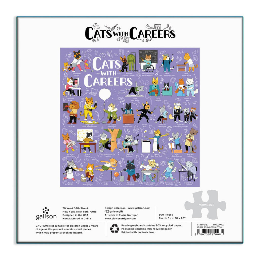 Galison - Cats With Careers 500 Piece Puzzle - The Puzzle Nerds