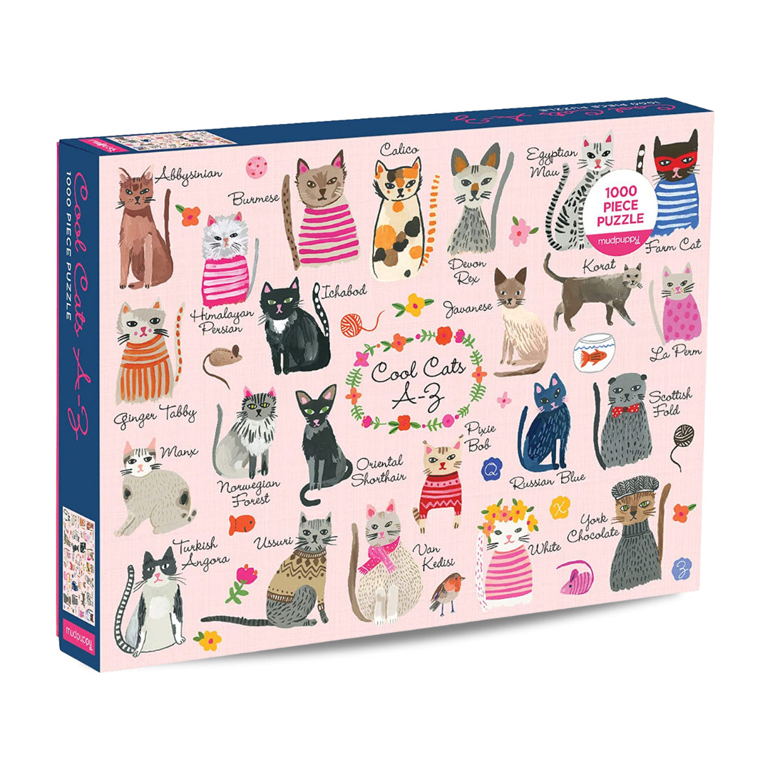 Galison - Cool Cats A-Z 1000 Piece Family Puzzle - The Puzzle Nerds