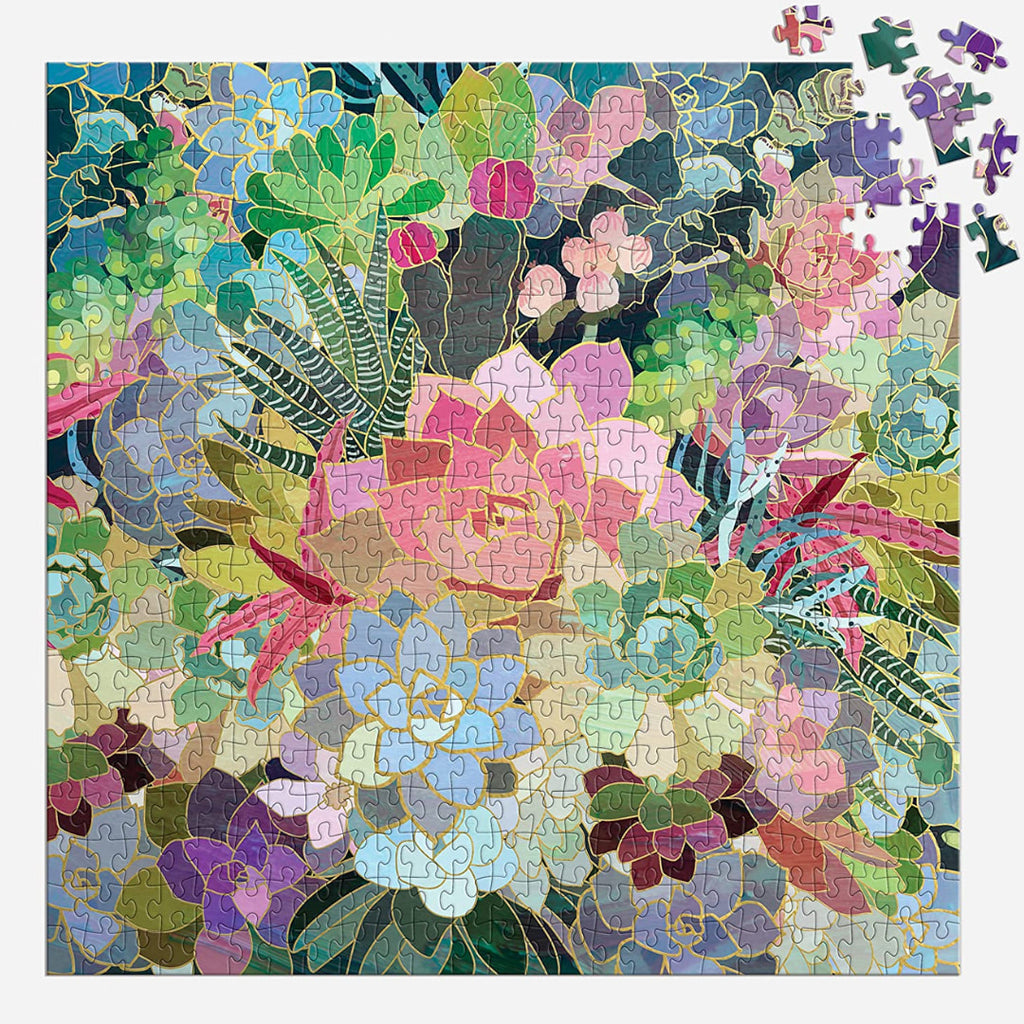 colorful succulents puzzle Succulent Mosaic 500 Piece Foil Puzzle – The Puzzle Nerds
