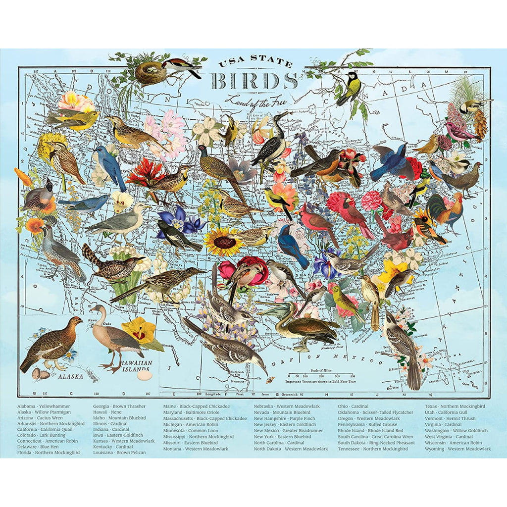 Galison - Wendy Gold State Birds 1000 Piece Puzzle - The Puzzle Nerds