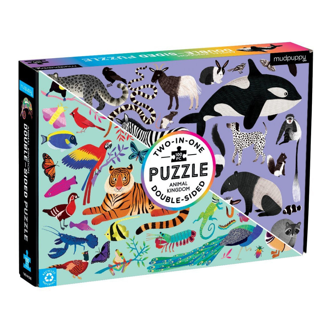 Mudpuppy - Animal Kingdom 100 Piece Double-Sided Puzzle - The Puzzle Nerds