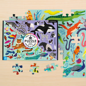Mudpuppy - Animal Kingdom 100 Piece Double-Sided Puzzle - The Puzzle Nerds