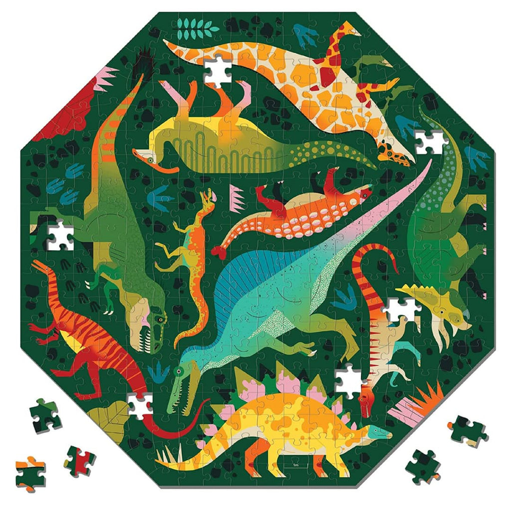 Mudpuppy - Dinosaurs To Scale 300 Piece Octagon Shaped Puzzle - The Puzzle Nerds