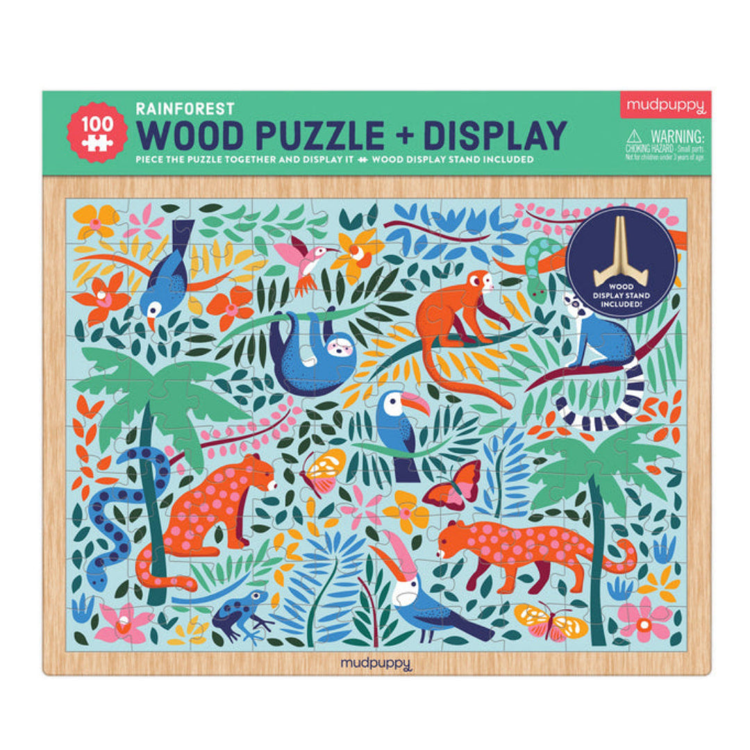 Mudpuppy - Rainforest 100 Piece Wood Puzzle And Display - The Puzzle Nerds