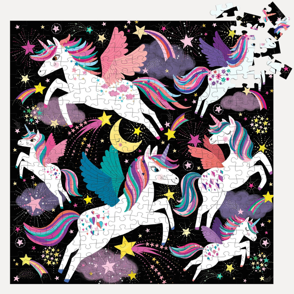 Mudpuppy - Unicorns Illuminated 300 Piece Glow In The Dark Family Puzzle - The Puzzle Nerds