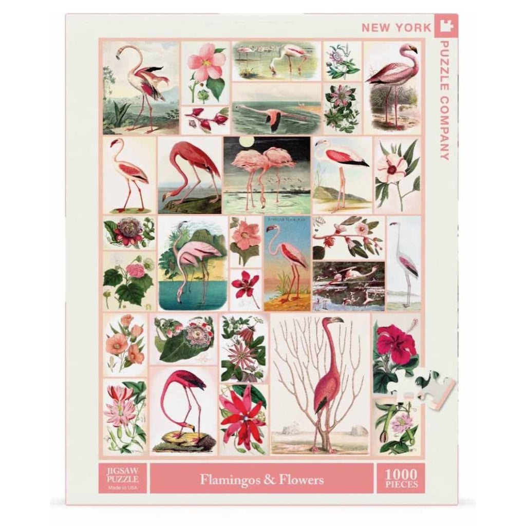 New York Puzzle Company - Flamingos & Flowers 1000 Piece Puzzle - The Puzzle Nerds