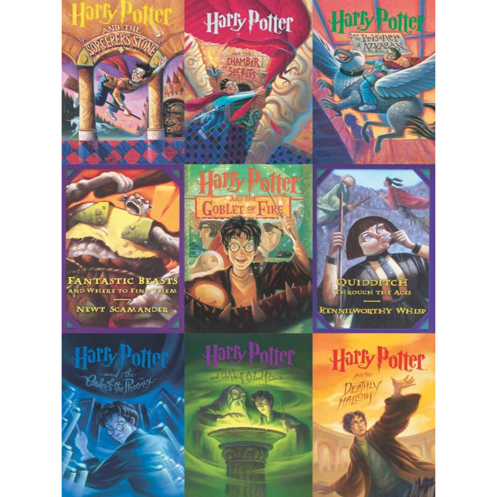 New York Puzzle Company - Harry Potter Book Cover Collage 500 Piece Puzzle  - The Puzzle Nerds