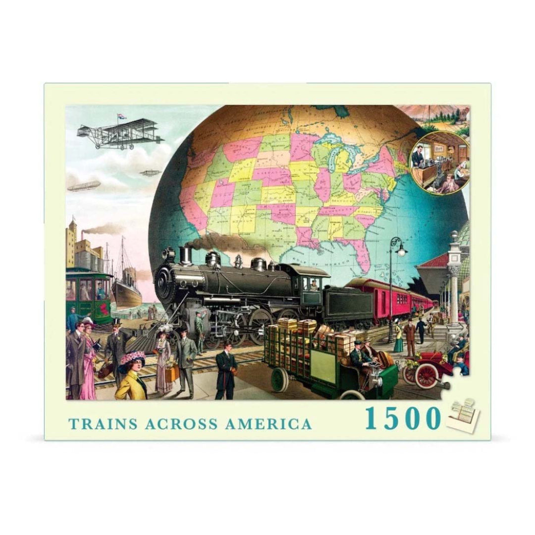 New York Puzzle Company  - Trains Across America 1500 Piece Puzzle - The Puzzle Nerds