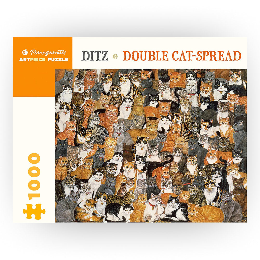 Pomegranate - Double Cat-Spread by Ditz 1000 Piece Puzzle - The Puzzle Nerds 