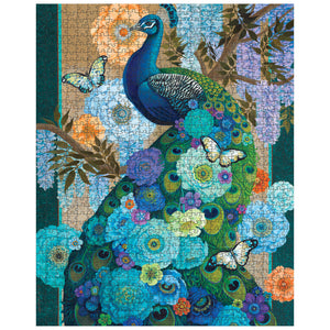 Pomegranate - Floral Peacock By David Galchutt 1000 Piece Puzzle - The Puzzle Nerds
