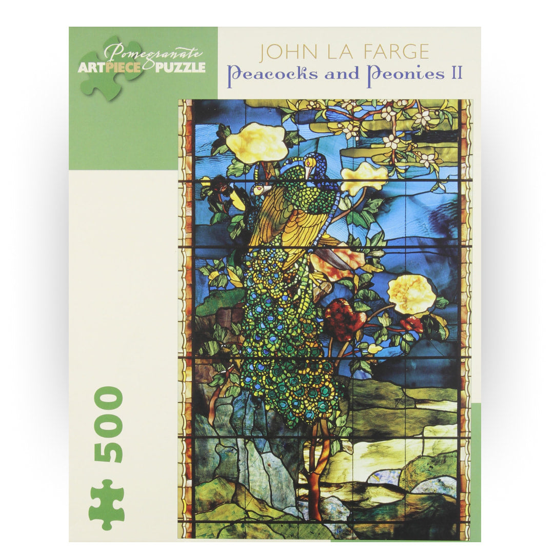 Pomegranate - Peacocks And Peonies II by John La Farge 500 Piece Puzzle - The Puzzle Nerds 