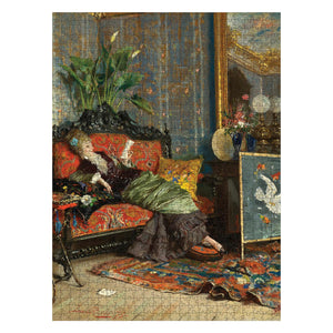 Pomegranate - The Reading Woman by Lucius Rossi 1000 Piece Puzzle - The Puzzle Nerds